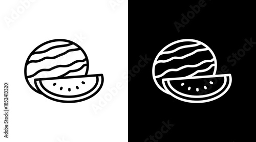 Watermelon With Icon Set Design
