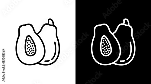 Papaya With Icon Set Design