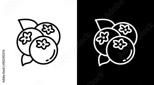 Blueberry With Icon Set Design