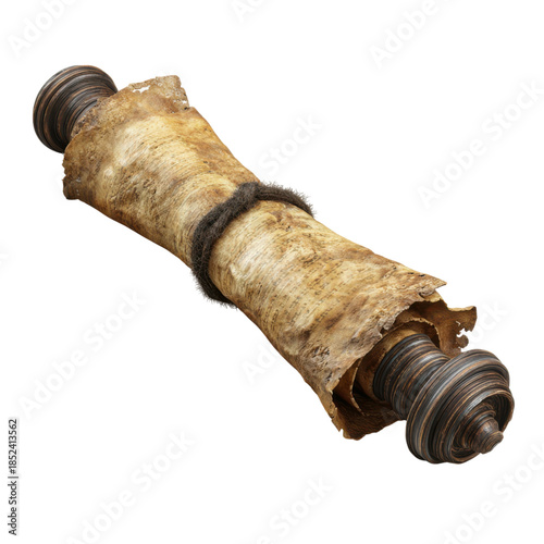 3d illustration of ancient aged parchment scroll isolated on transparent background