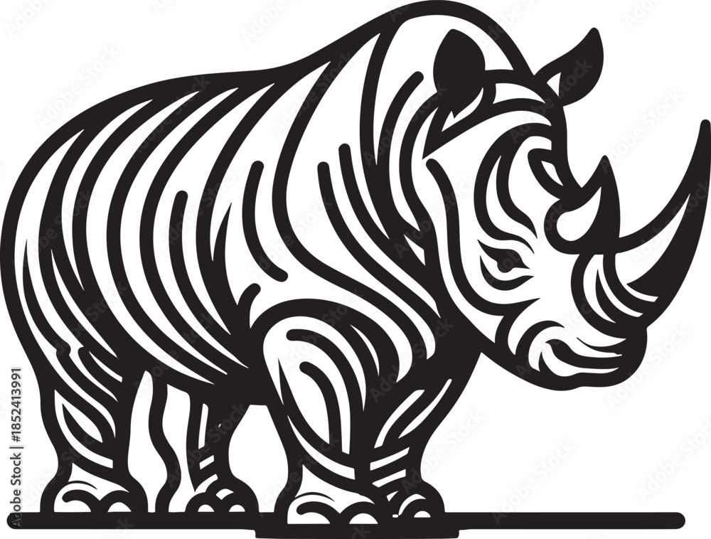 Obraz premium Rhinoceros isolated on white background. Vector illustration for your design