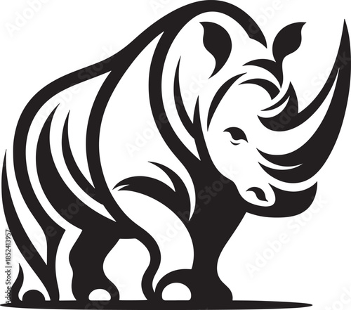 rhinoceros on white background, vector illustration,