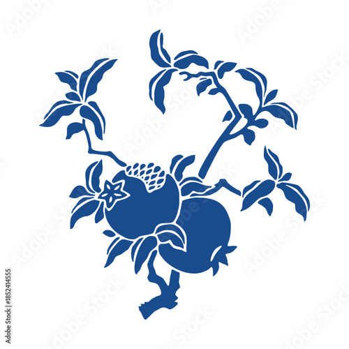 Chinese Blue and White Porcelain Pattern, Traditional Vector Design