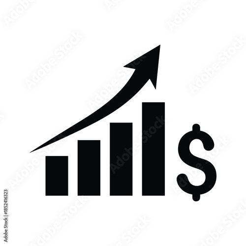 Increasing financial growth represented by dollar sign and rising graph