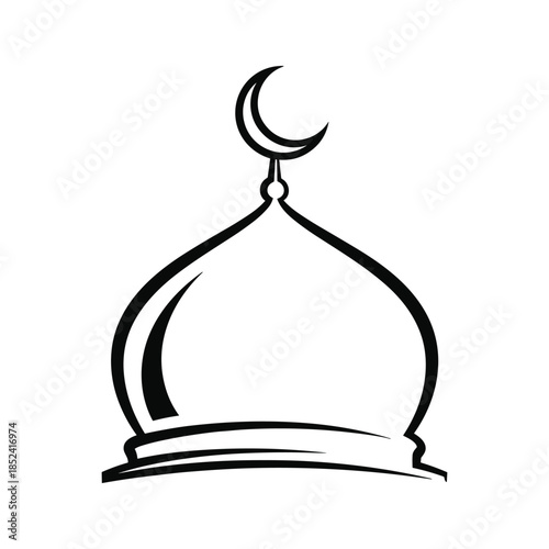 Mosque dome with crescent moon illustration