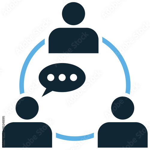 Social group icon vector for networking and team apps. Ideal for illustrating users, friends, contacts, and communication circles.