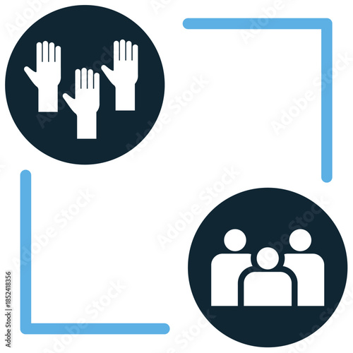 Civic engagement icon vector for politics and voting. Ideal for illustrating democracy, public participation, citizen rights, and polls.