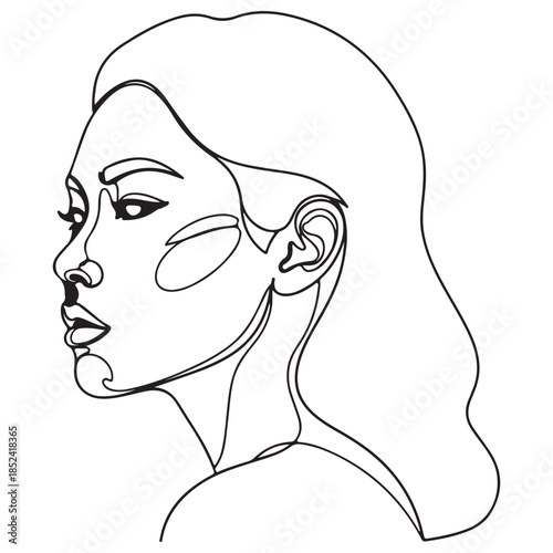Abstract Single Line Drawing of a Woman's Profile