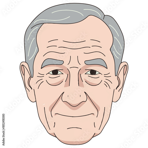 Stylized Illustration of an Elderly Man's Face in a Flat Style