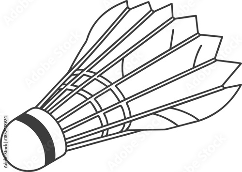 Black and white badminton racket with detailed feather strings sports equipment detailed strings