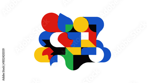 Colorful geometric abstract design with organic shapes, representing creativity and modern art