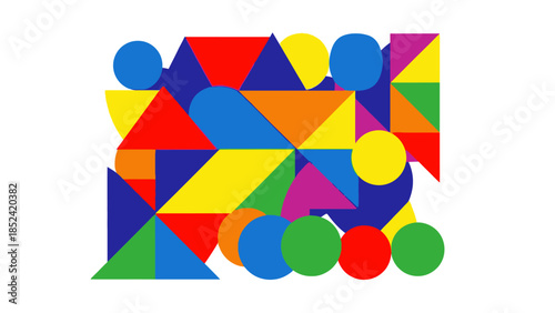 Colorful geometric abstract design with organic shapes, representing creativity and modern art