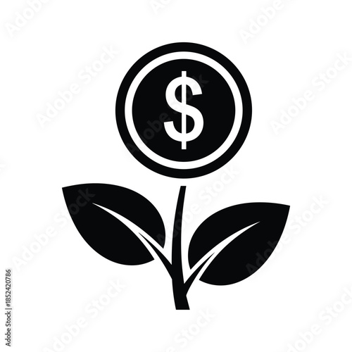 Growing money plant with dollar coin