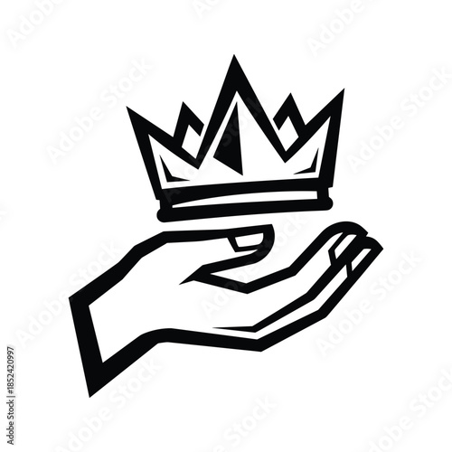 Hand holding a crown symbolizing royalty and power