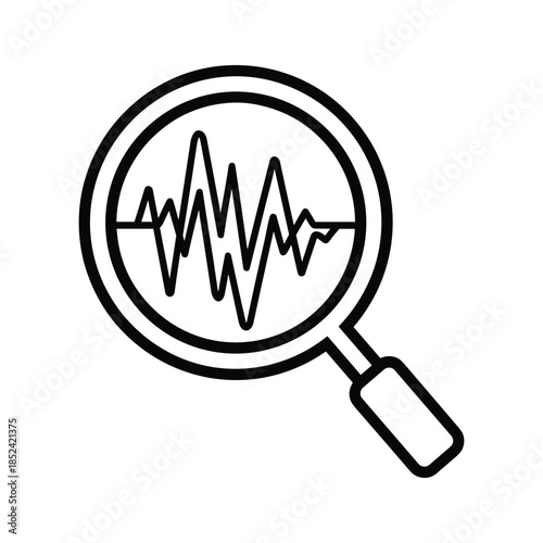 Magnifying glass examining sound wave