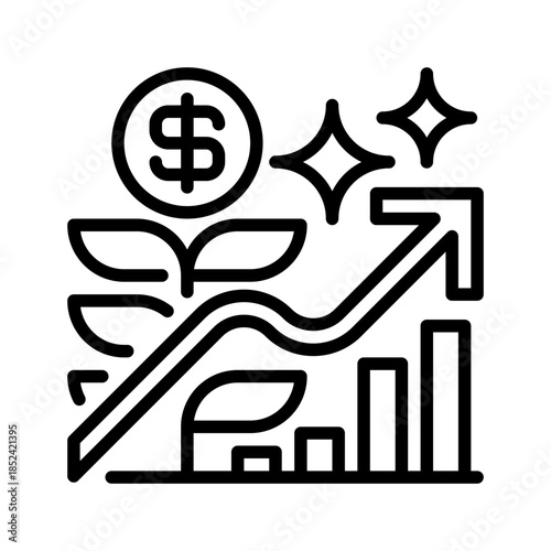 Compound Interest Line Icon, Outline Symbol for Financial Growth, Investment Accumulation, Savings Strategy, Wealth Building, and Profit Increase. Vector Sign Icon.