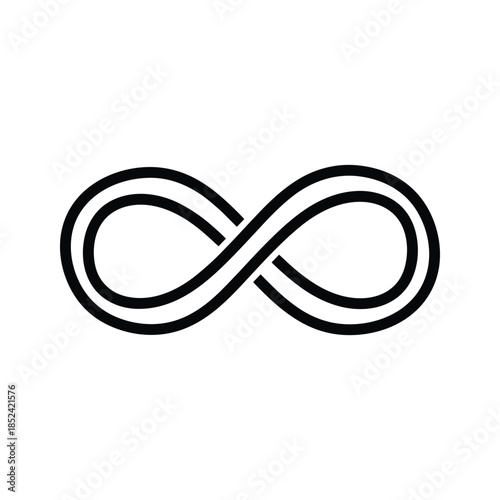Simple black infinity symbol on white background