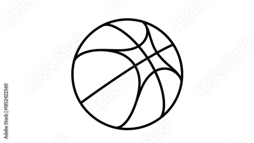 Minimalist black and white line art icon of a basketball, representing the popular court sport, team games, and athletic activity.