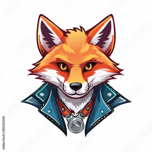 Rooster head illustration with leather jacket for edgy logo and design concept
