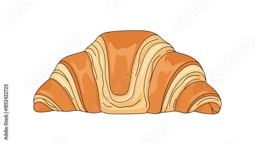 Hand-drawn illustration of a classic golden-brown, flaky croissant, a popular French pastry for breakfast or a snack.