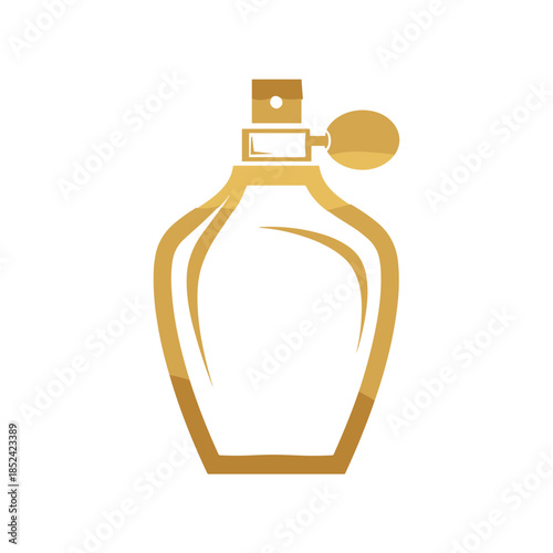 Elegant Golden Perfume Bottle with Atomizer Icon.