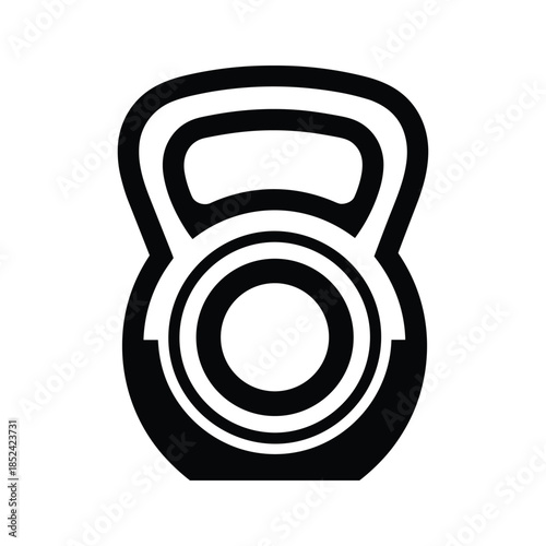 Black and white kettlebell icon silhouette fitness