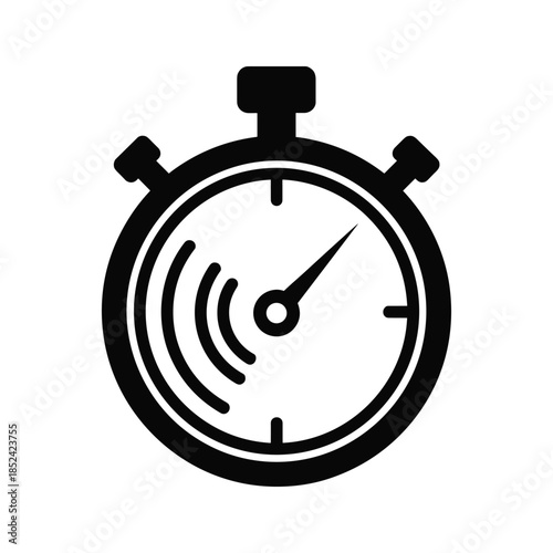 Black stopwatch icon on white background