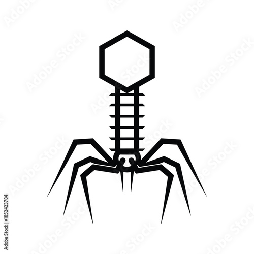 Black bacteriophage icon on white background