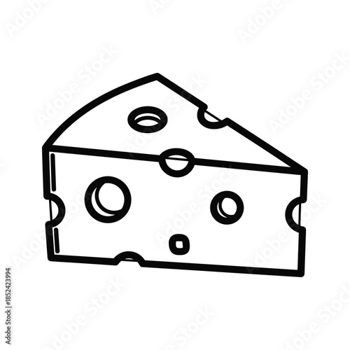 Cheese wedge with holes simple line drawing