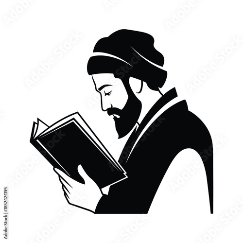 Man Reading Book Silhouette Illustration