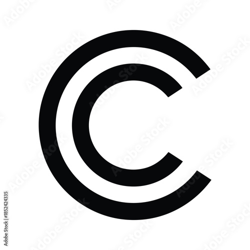 Black Copyright Symbol Isolated White Background