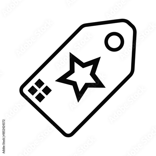 Price Tag with Star Icon on White Background