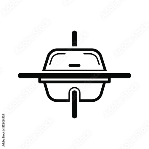 Black Vector Illustration of a Saucepan with Lid