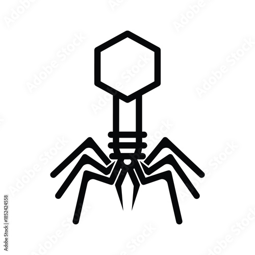 Black bacteriophage icon on white background