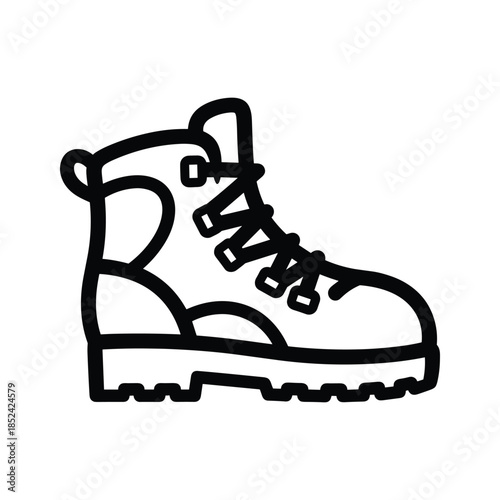 Black and white hiking boot icon illustration