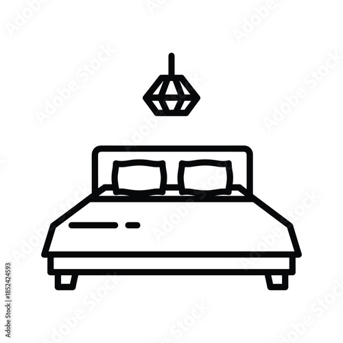 Modern Minimalist Bed with Pendant Light