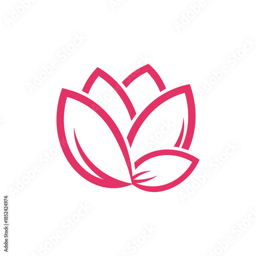 Elegant Pink Lotus Flower Logo Design.