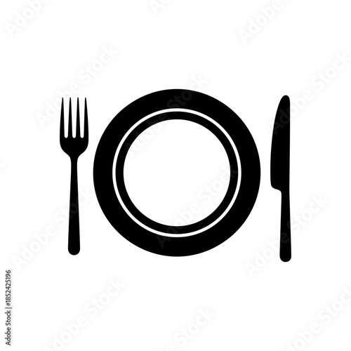 Elegant Place Setting - Plate, Fork, and Knife for Dining.