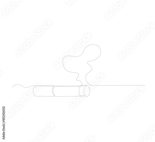 Cigarette Line Icon image, One single line drawn continuously, cigarette image, smoke,. Tobacco free day concept.