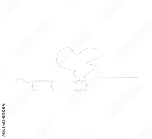Cigarette Line Icon image, One single line drawn continuously, cigarette image, smoke,. Tobacco free day concept.