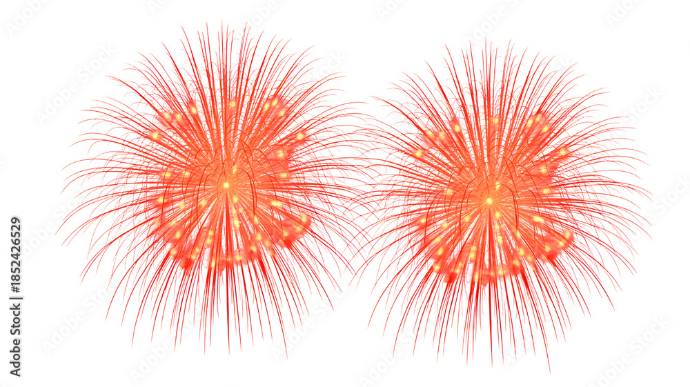 Obraz premium Vibrant Red Fireworks Bursting Against Dark Night Sky