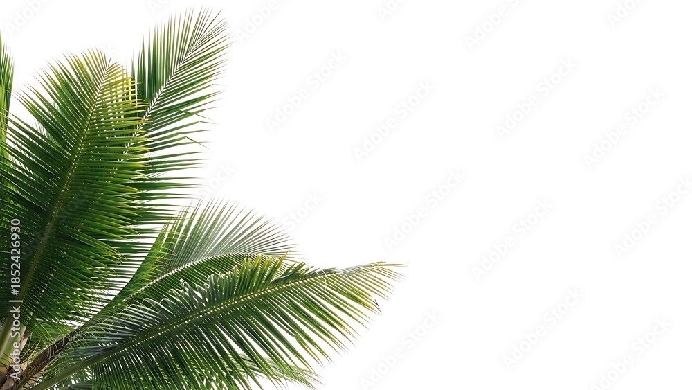 Fototapeta premium Green Palm Leaves Isolated on White Background