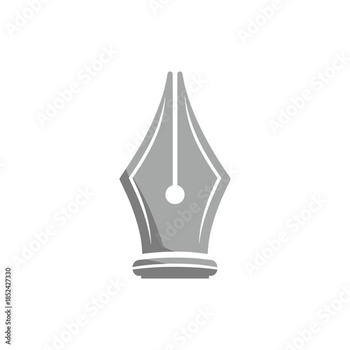 Elegant silver fountain pen nib illustration for creative writing and design.