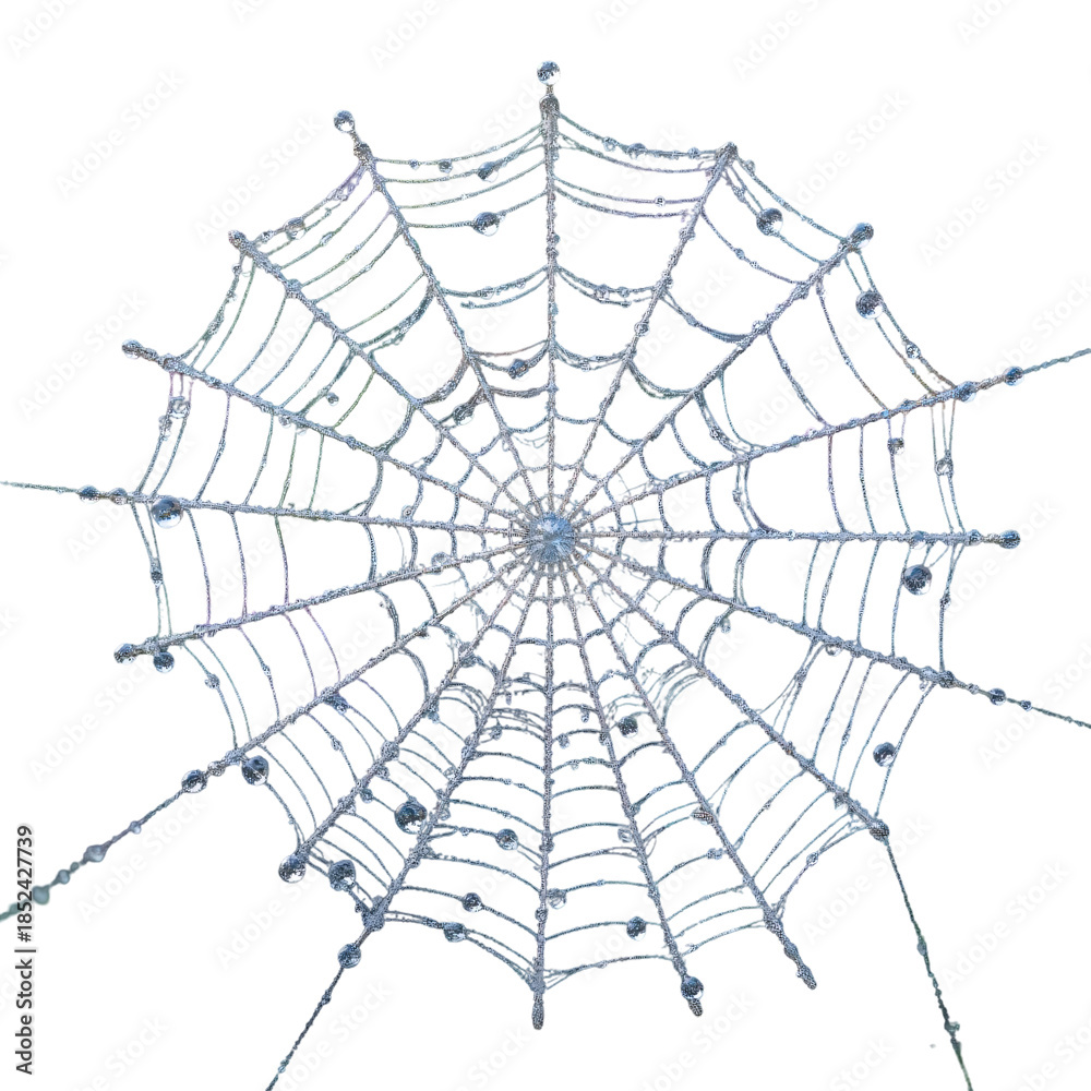 Fototapeta premium Captivating spider web glistening with dew drops natural environment close-up photography nature's artwork