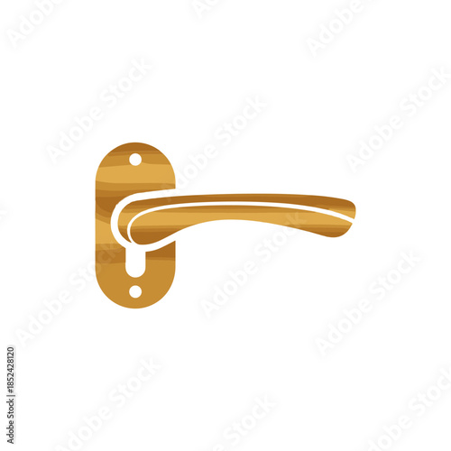 Elegant wooden door handle with a sleek, modern design and a keyhole.