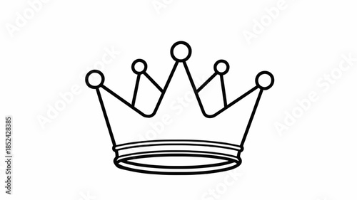 Simple outline drawing of a royal crown with five points and a decorative band, symbolizing monarchy and power