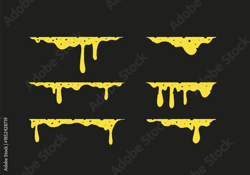 Gooey melting and dripping thick cheese edge border divider collection set