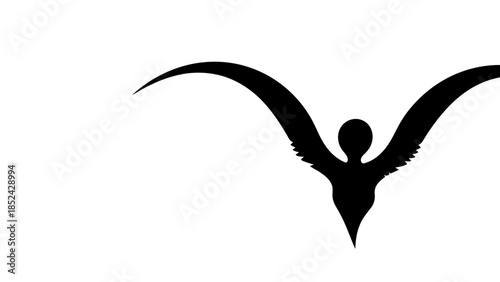 Elegant vector silhouette illustration of a winged figure,symbolic of freedom and inspiration