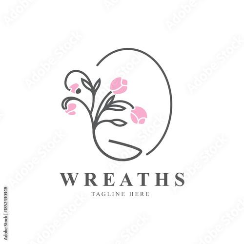 Wreaths Flower logo design botanical. Boutique, Spa, and wedding