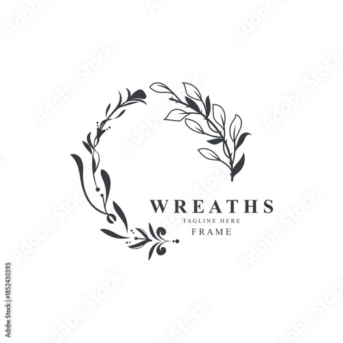 Wreaths Flower logo design botanical. Boutique, Spa, and wedding
